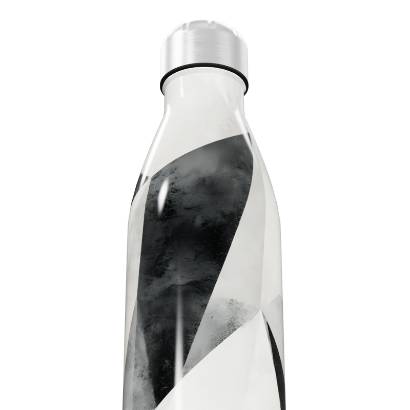Garrafa Inox Preto e Branco Geométrica