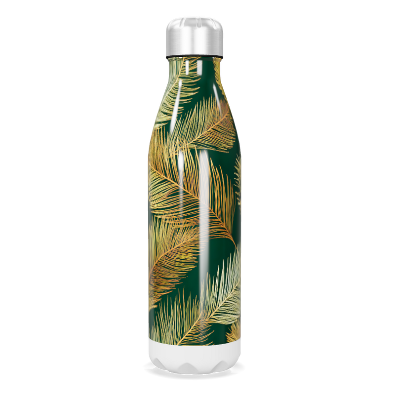 Garrafa Inox - Folhagem Verde e Dourada