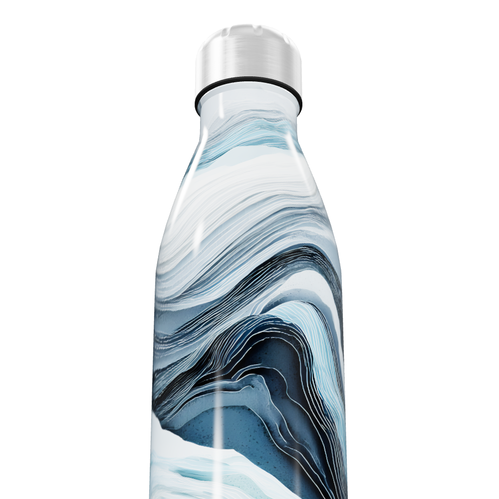 Garrafa Inox - Estampa Ondas Azul