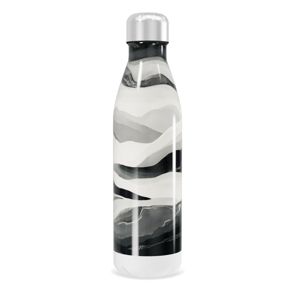 Garrafa Inox - Estampa Ondas Preto e Branco