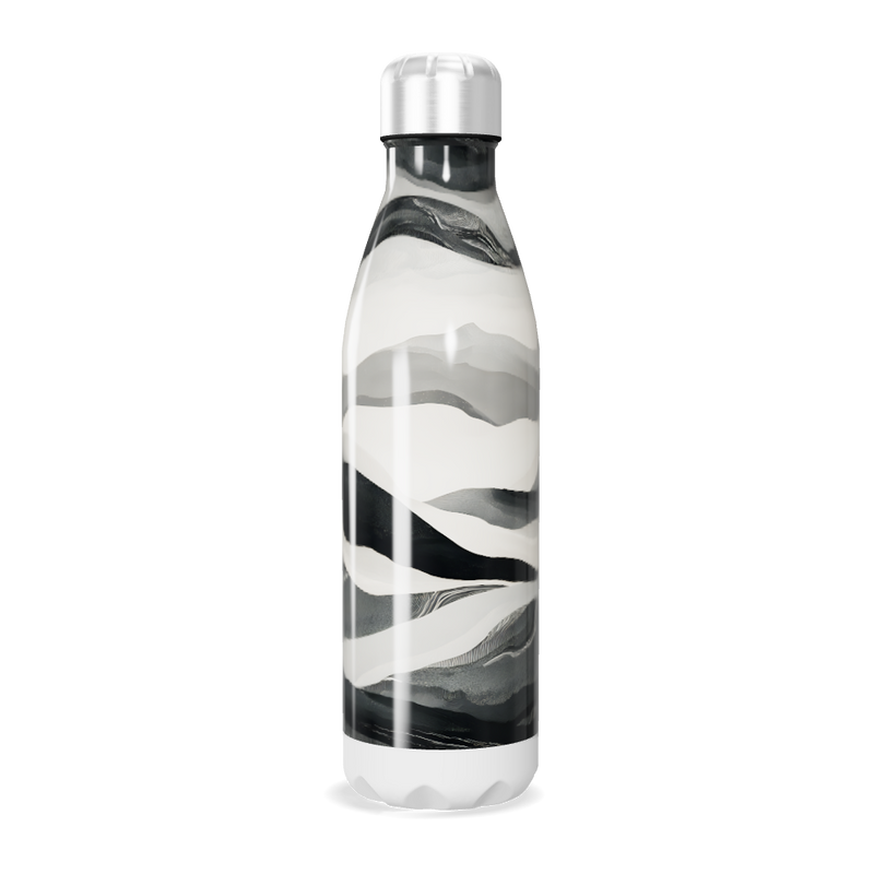 Garrafa Inox - Estampa Ondas Preto e Branco