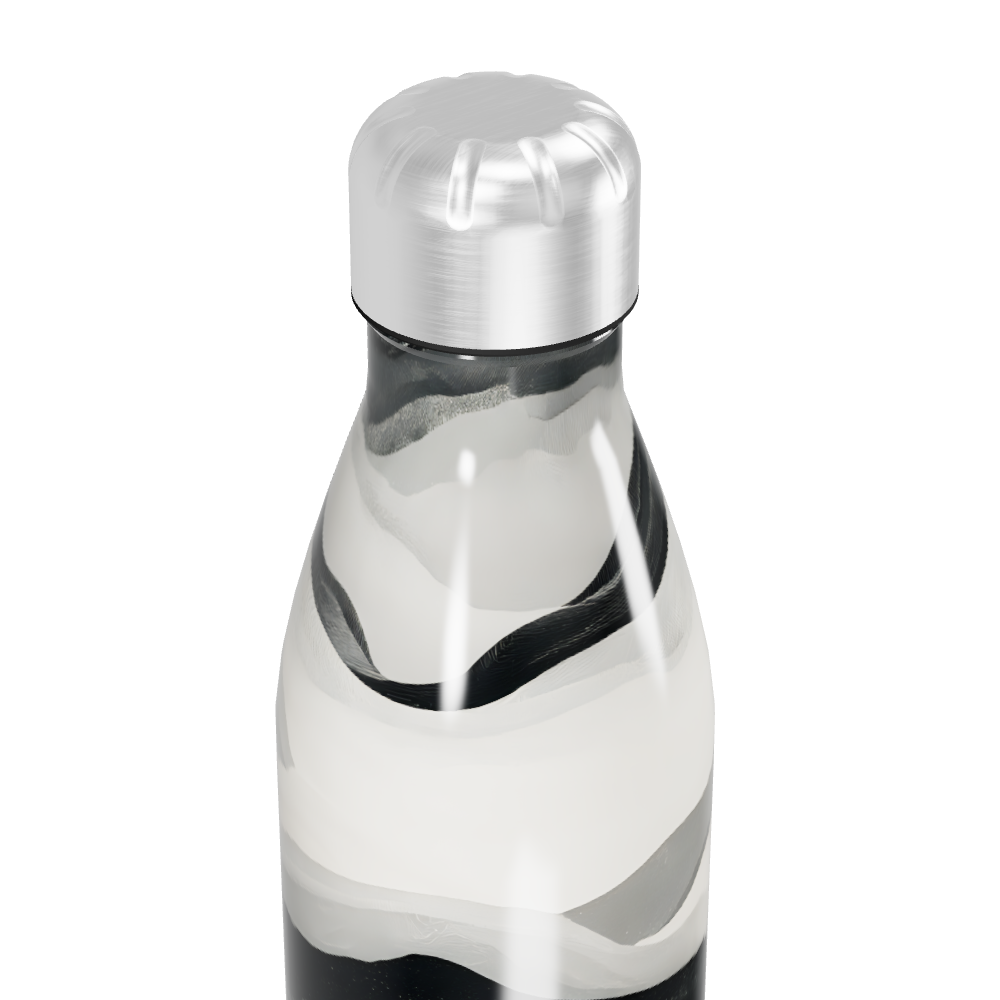 Garrafa Inox - Estampa Ondas Preto e Branco