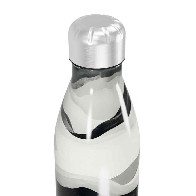 Garrafa Inox - Estampa Ondas Preto e Branco