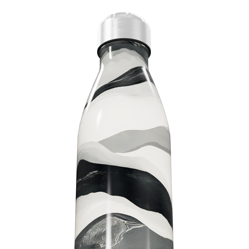 Garrafa Inox - Estampa Ondas Preto e Branco