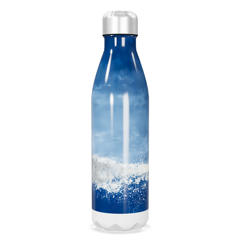 Garrafa Inox - Azul com Estampa de Ondas