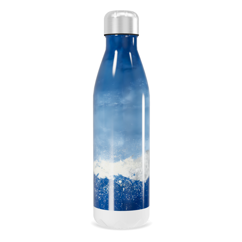 Garrafa Inox - Azul com Estampa de Ondas