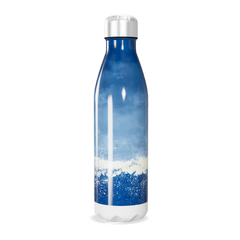 Garrafa Inox - Azul com Estampa de Ondas