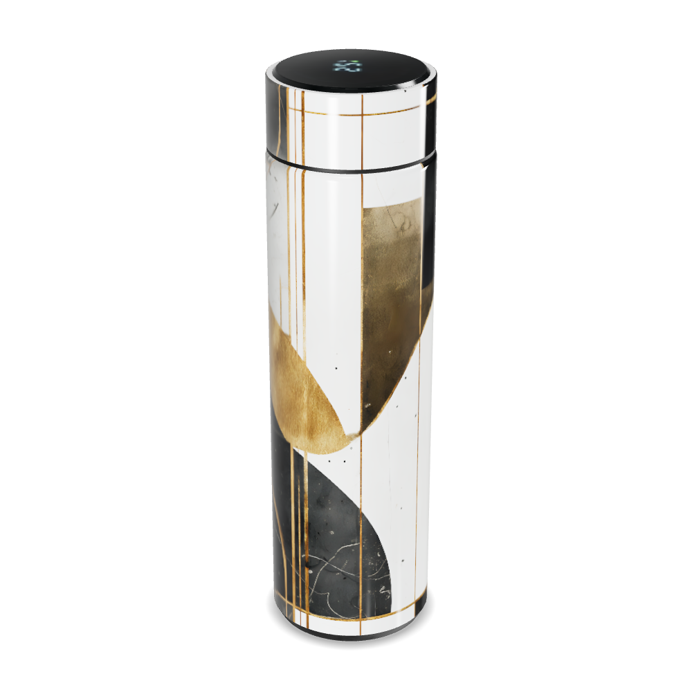 Garrafa Térmica Touch - Estampa Geométrica Preta e Dourada