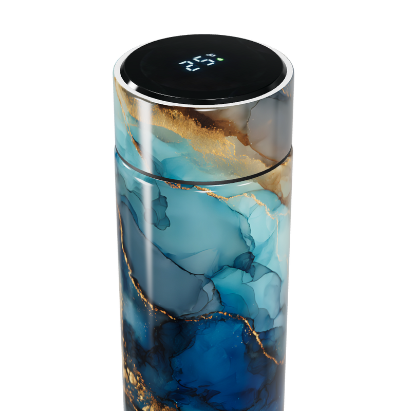 Garrafa Térmica Touch - Azul Mármore Elegante