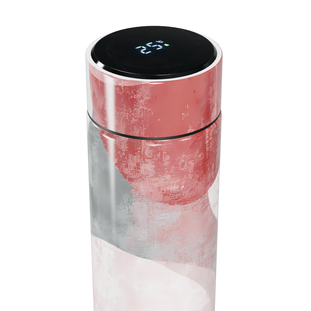 Garrafa Térmica Touch - Rosa com Desenho Abstrato