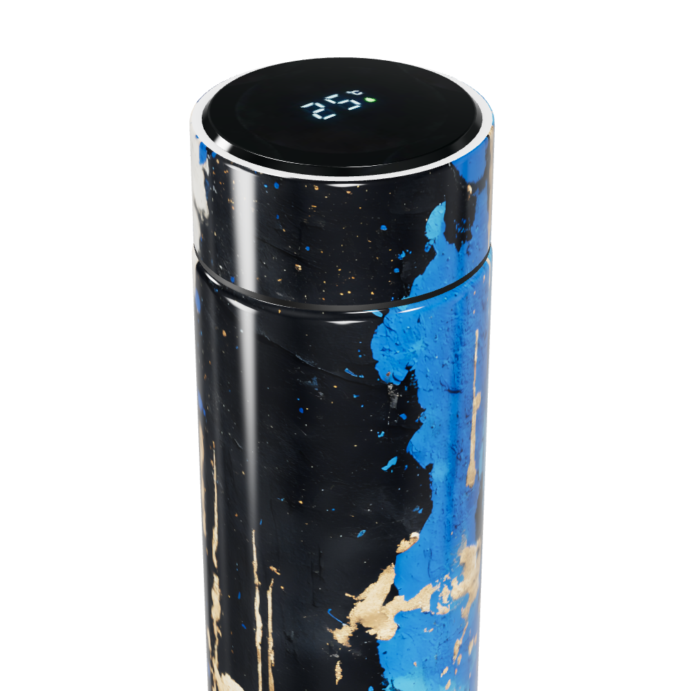 Garrafa Térmica Touch - Azul Abstrato Inox