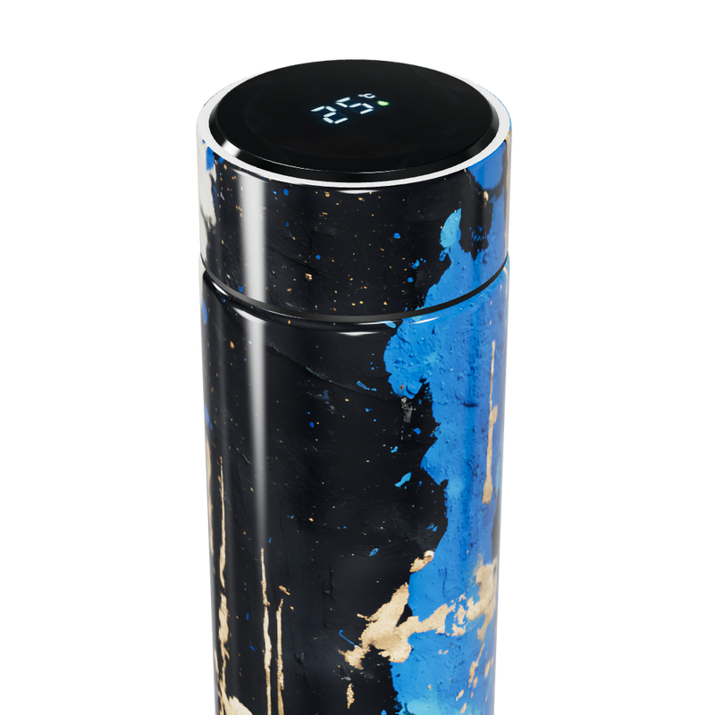 Garrafa Térmica Touch - Azul Abstrato Inox