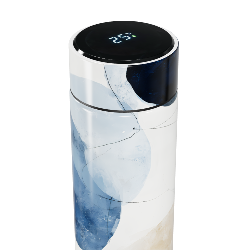 Garrafa Térmica Touch - Azul e Branca com Display