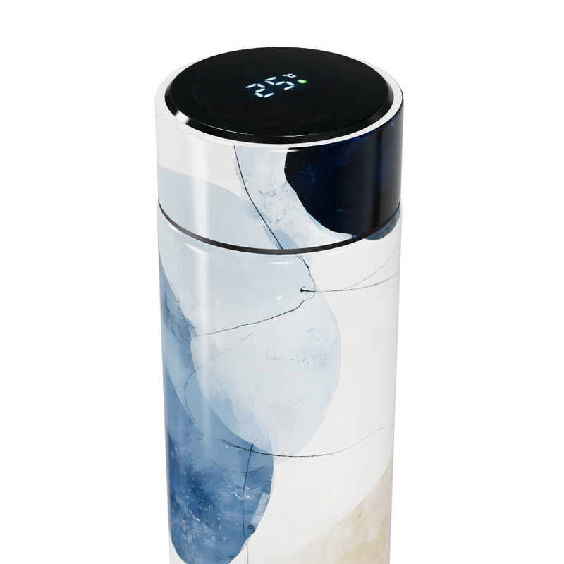 Garrafa Térmica Touch - Azul e Branca com Display