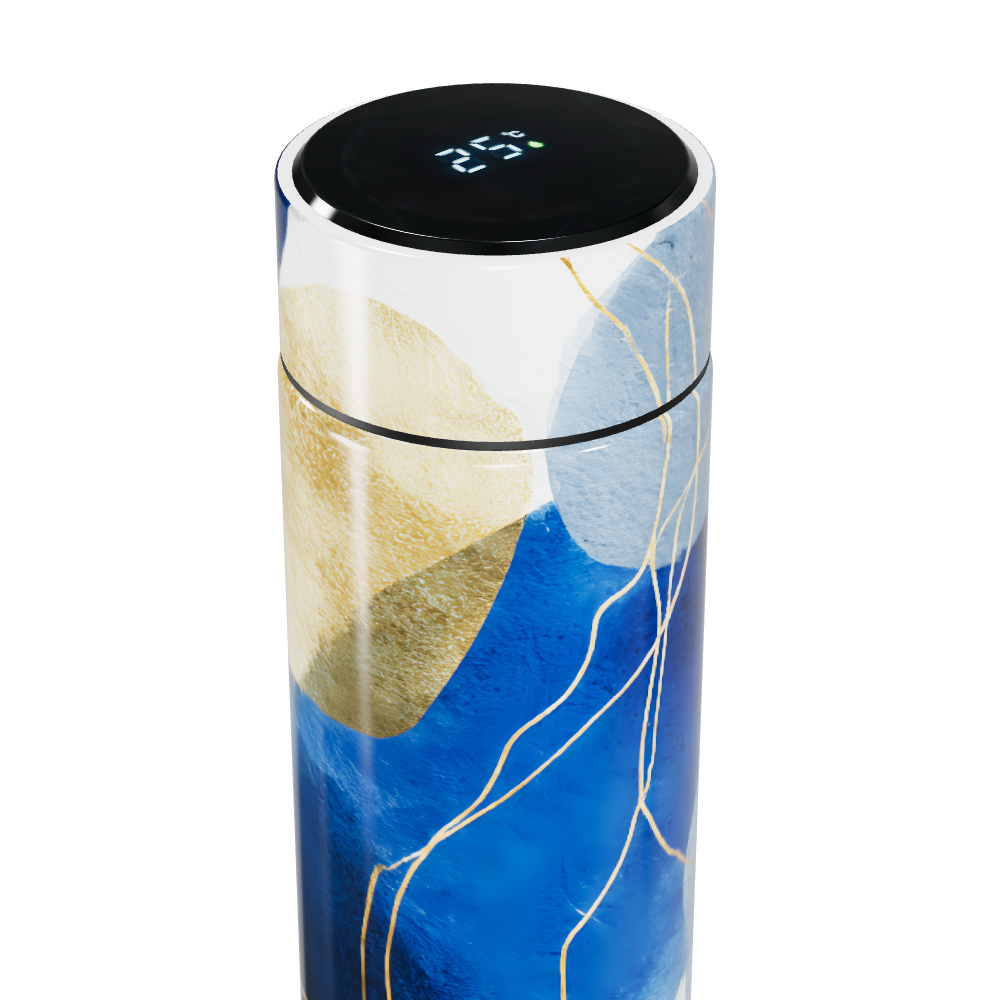 Garrafa Térmica Touch - Azul com Estampa Abstrata