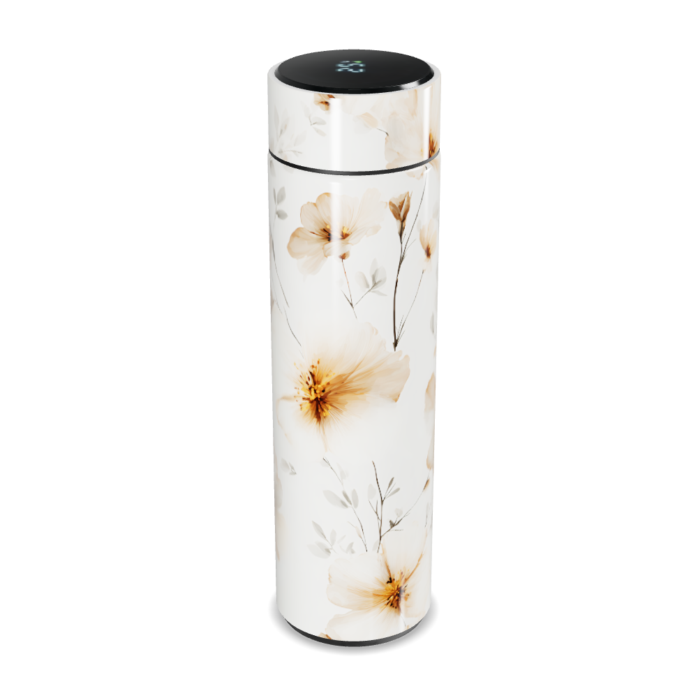 Garrafa Térmica Touch - Floral Branca