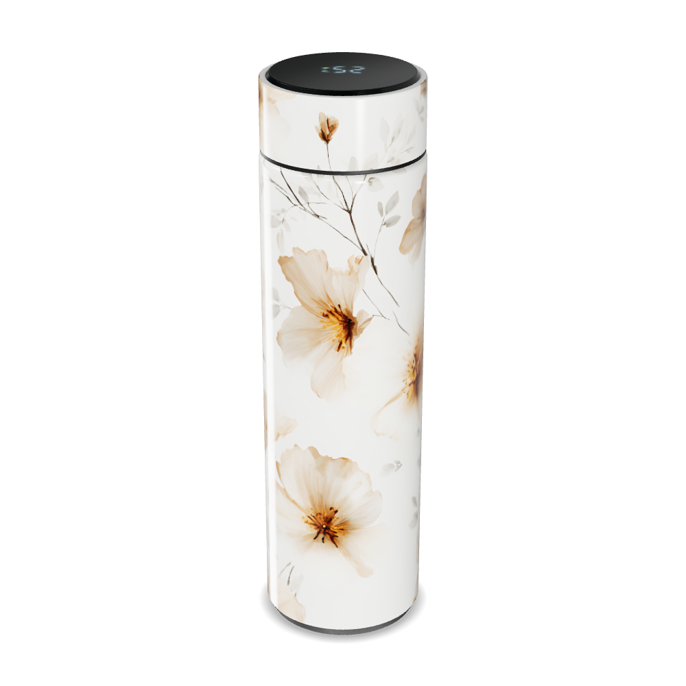 Garrafa Térmica Touch - Floral Branca