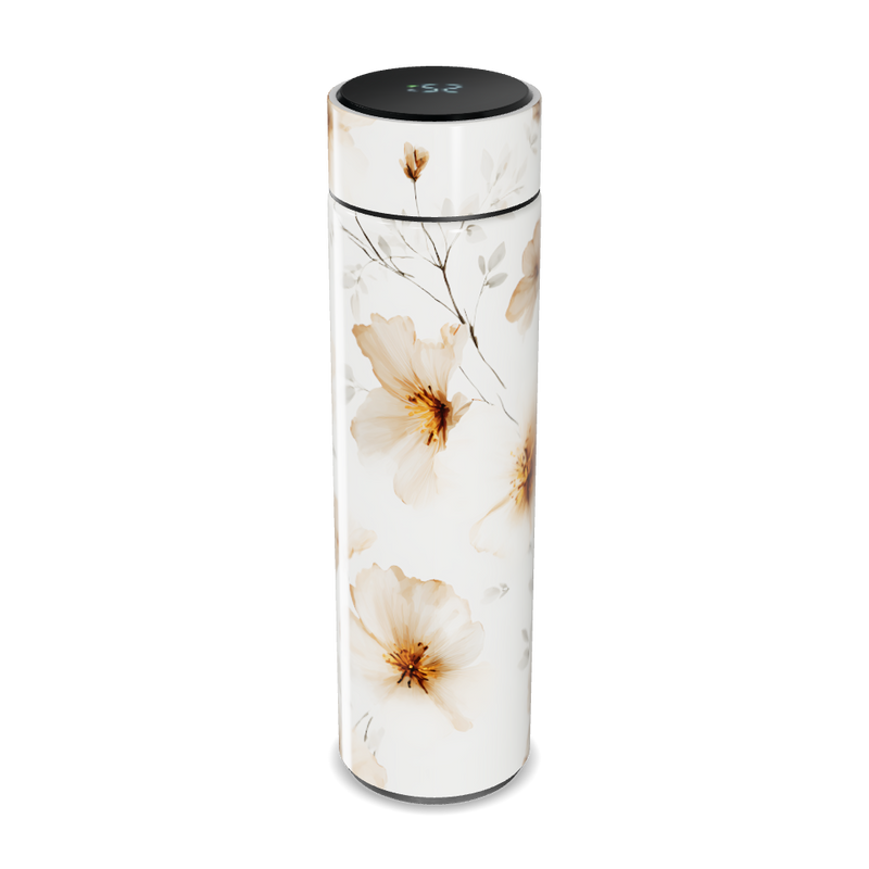 Garrafa Térmica Touch - Floral Branca