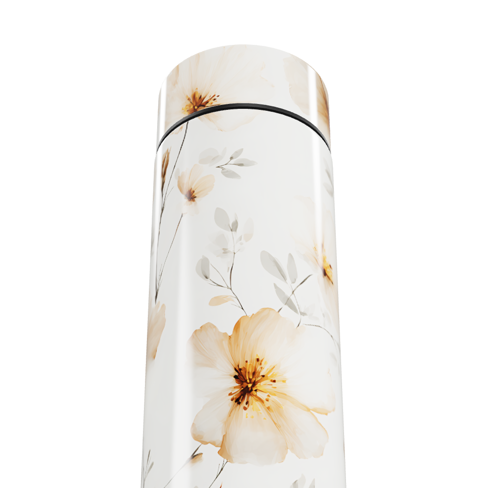 Garrafa Térmica Touch - Floral Branca