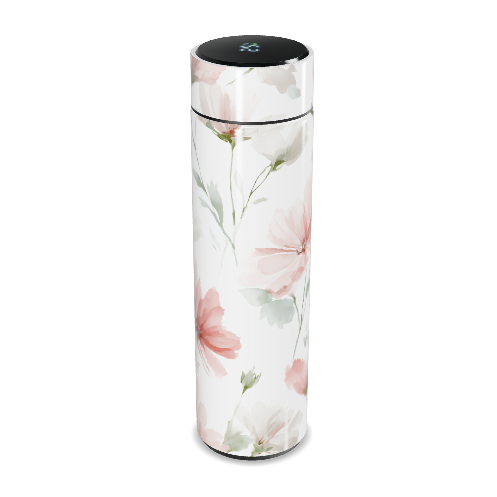 Garrafa Térmica Touch - Floral Branca Digital