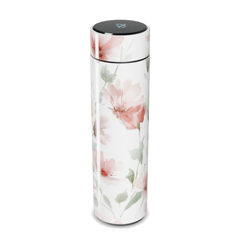 Garrafa Térmica Touch - Floral Branca Digital