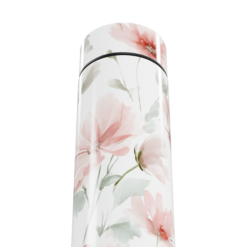 Garrafa Térmica Touch - Floral Branca Digital