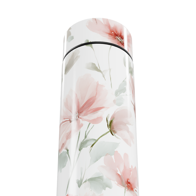 Garrafa Térmica Touch - Floral Branca Digital