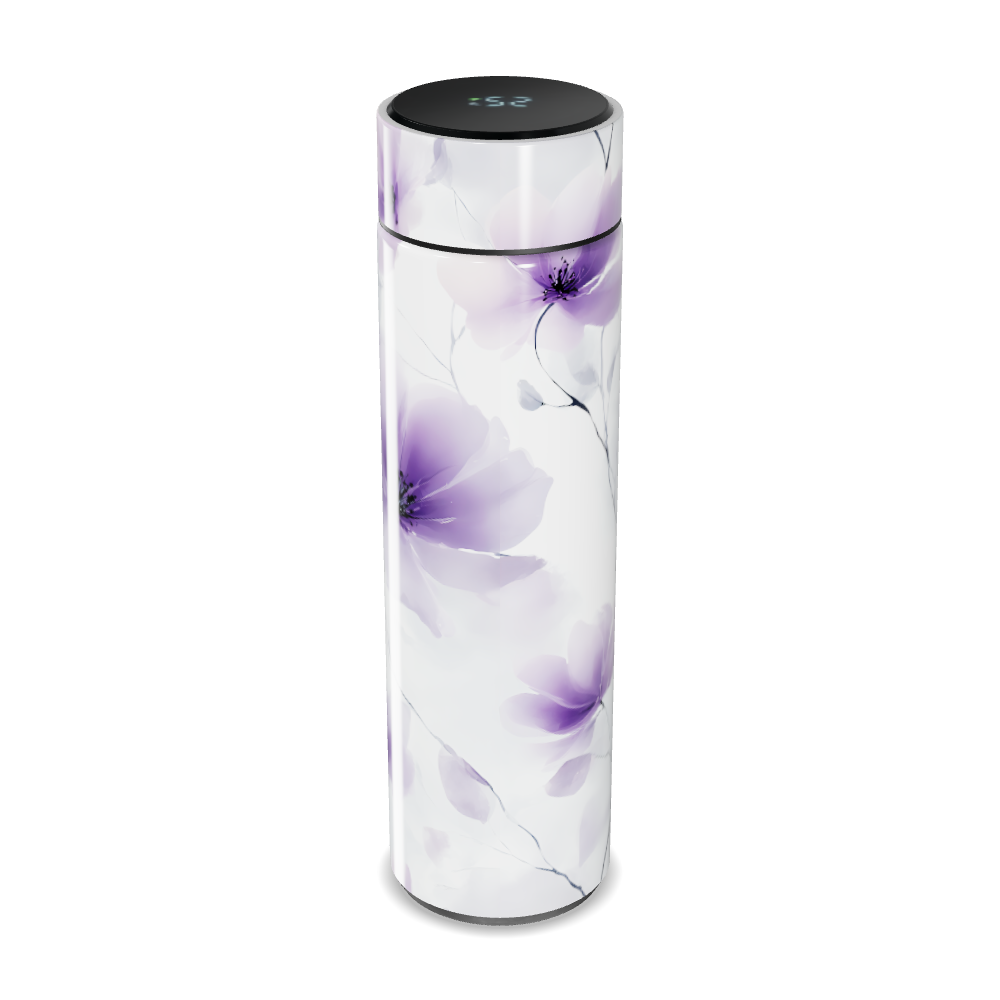 Garrafa Térmica Touch - Floral Branco Roxo