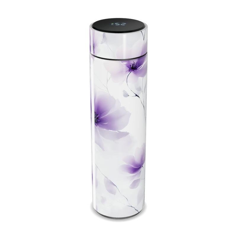 Garrafa Térmica Touch - Floral Branco Roxo