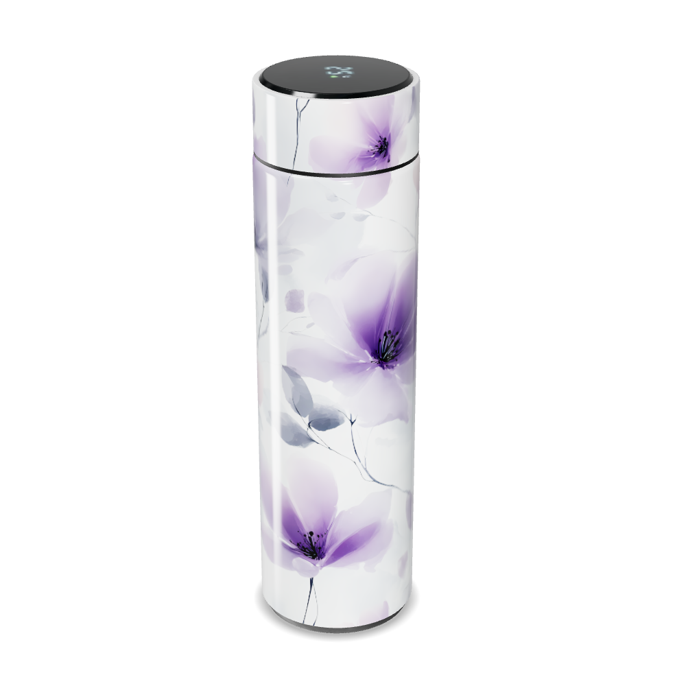 Garrafa Térmica Touch - Floral Branco Roxo