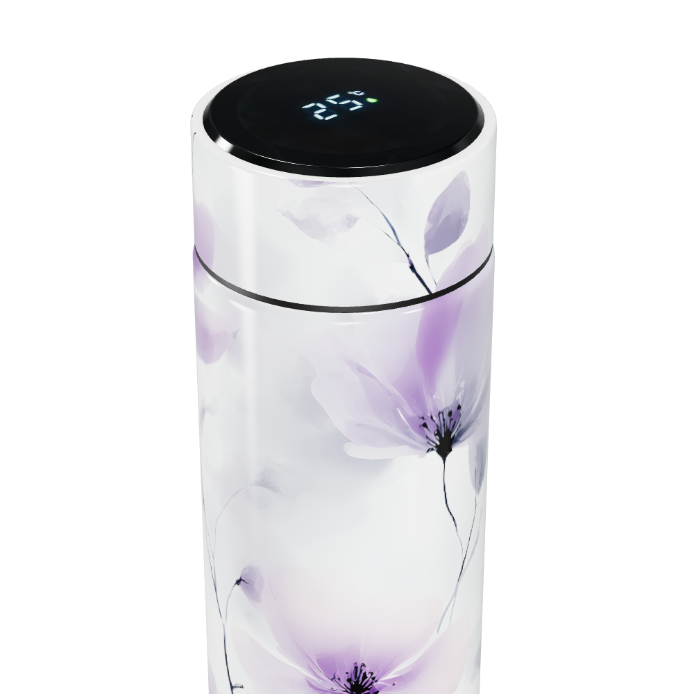 Garrafa Térmica Touch - Floral Branco Roxo