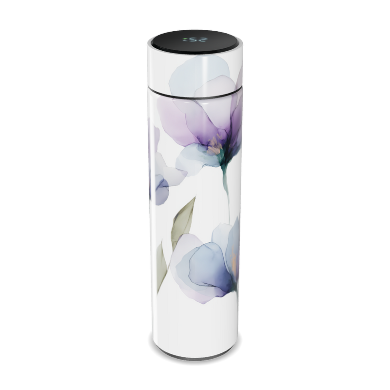 Garrafa Térmica Touch - Floral Branca Digital