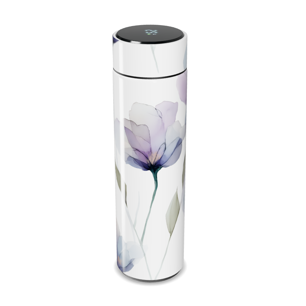 Garrafa Térmica Touch - Floral Branca Digital