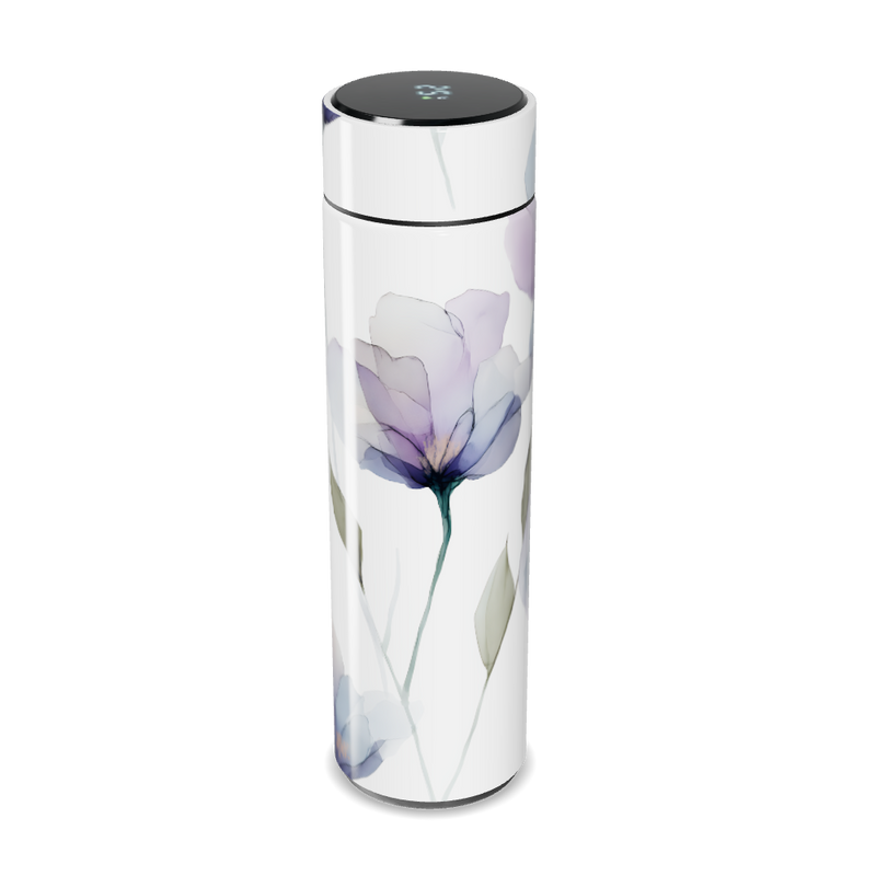 Garrafa Térmica Touch - Floral Branca Digital