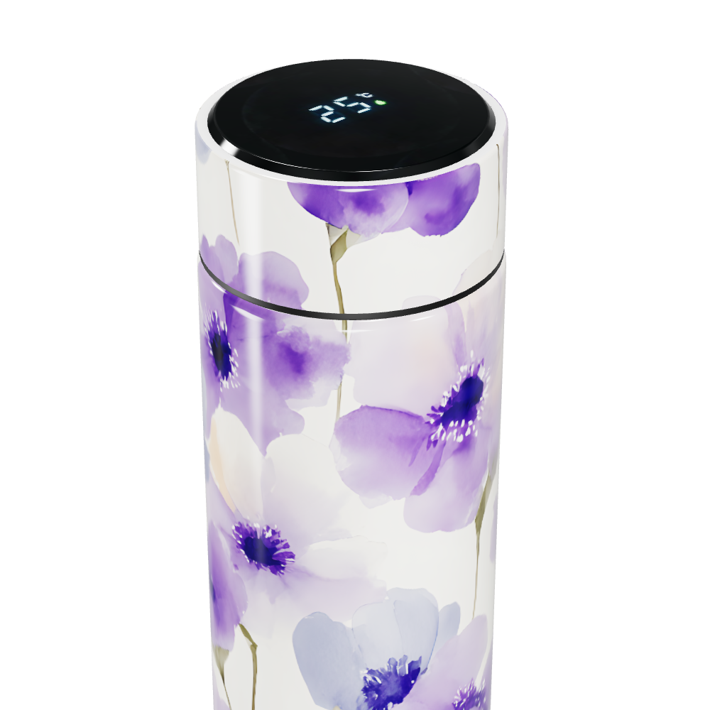 Garrafa Térmica Touch - Floral Roxa Digital