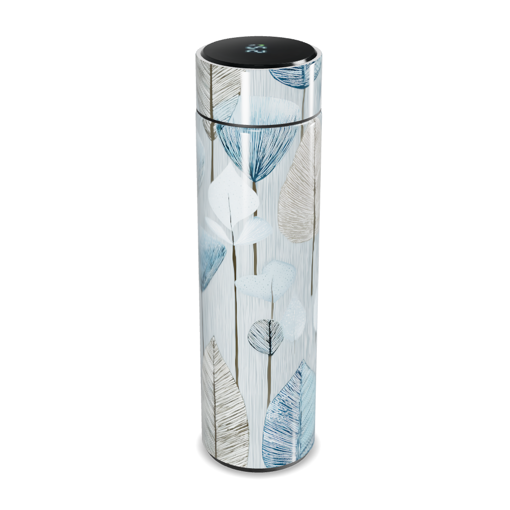 Garrafa Térmica Touch - Folhas Azul e Branco