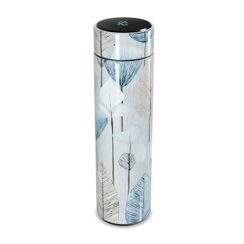 Garrafa Térmica Touch - Folhas Azul e Branco