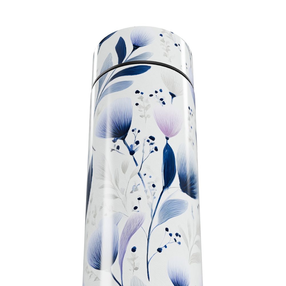 Garrafa Térmica Touch - Floral Branca Digital