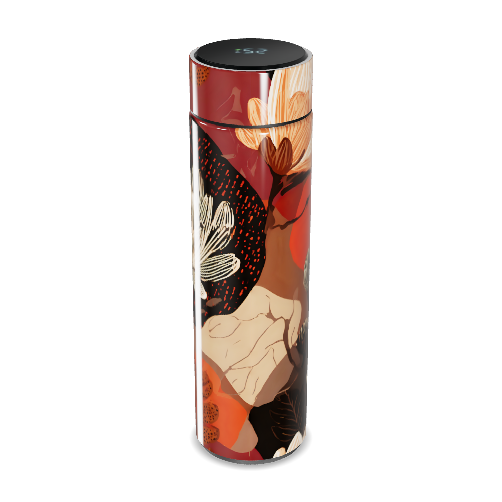 Garrafa Térmica Touch Estampa Floral Vermelha