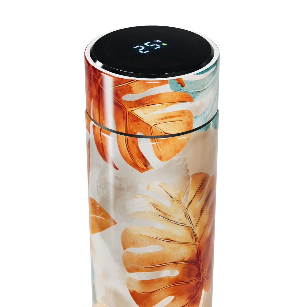 Garrafa Térmica Touch Folhas Coloridas Vidro