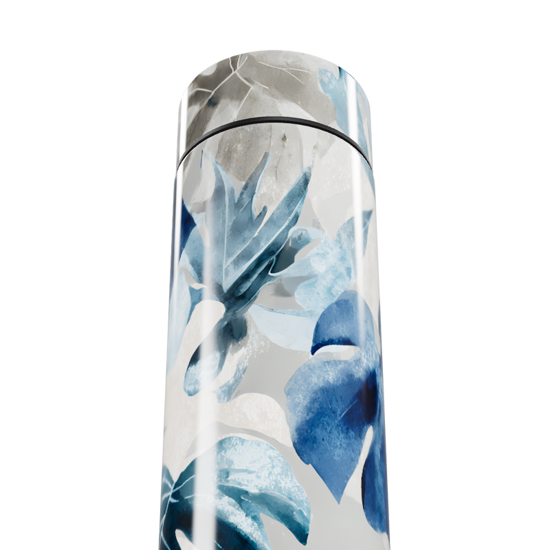 Garrafa Térmica Touch - Folhas Azuis Inox