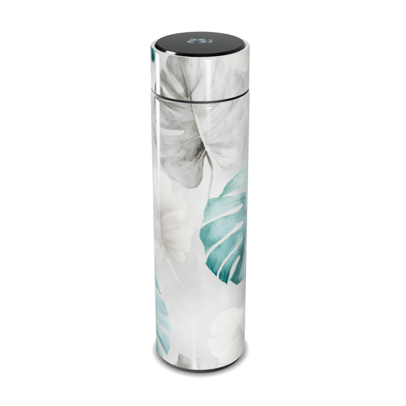 Garrafa Térmica Touch - Folhas Verde Branca