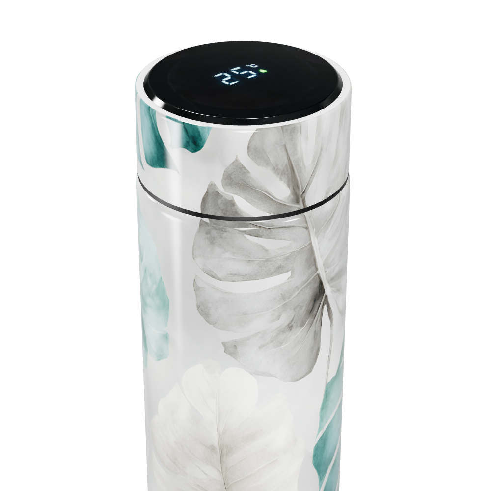 Garrafa Térmica Touch - Folhas Verde Branca