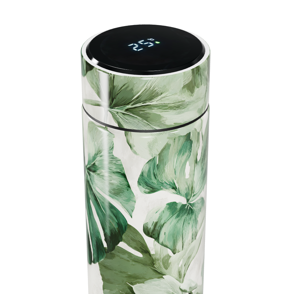 Garrafa Térmica Touch - Folhagem Verde Inox