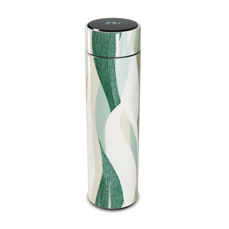 Garrafa Térmica Touch - Verde com Estampa Ondulada