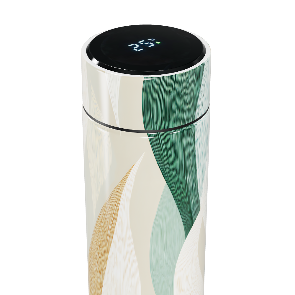 Garrafa Térmica Touch - Verde com Estampa Ondulada