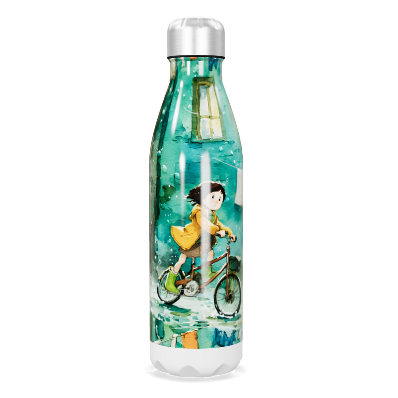 Garrafa Inox Ilustrada Verde Ciclismo