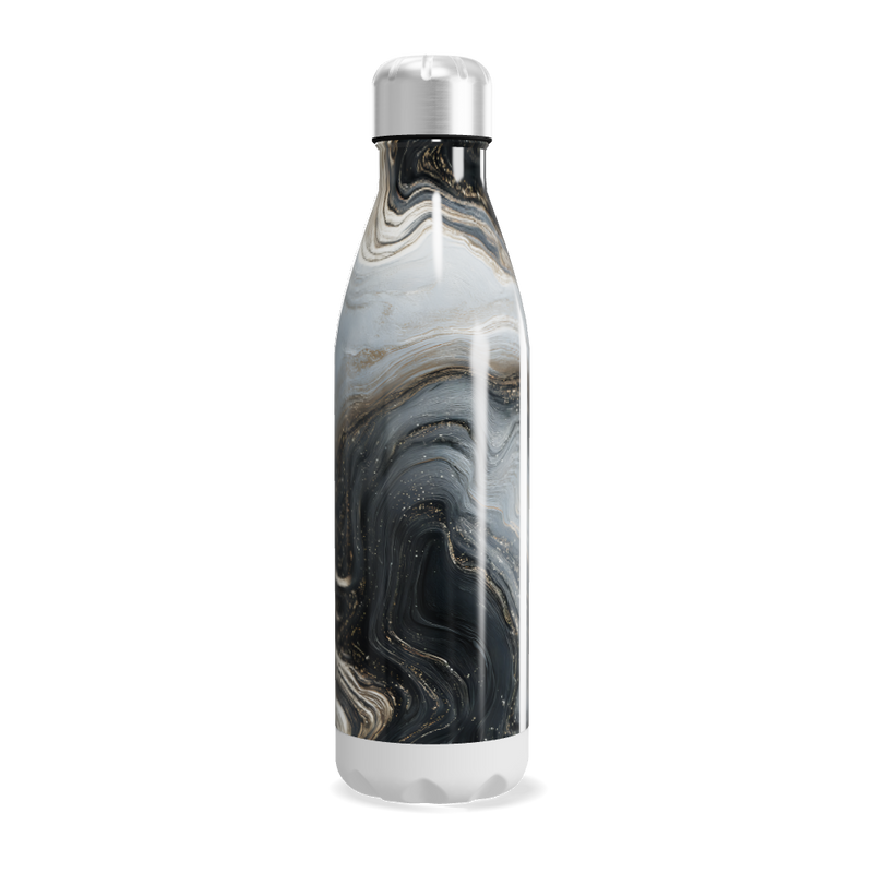 Garrafa Inox Mármore Preto e Branco