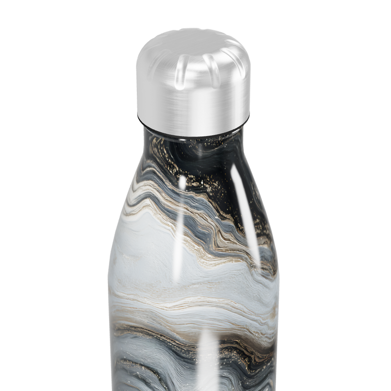 Garrafa Inox Mármore Preto e Branco