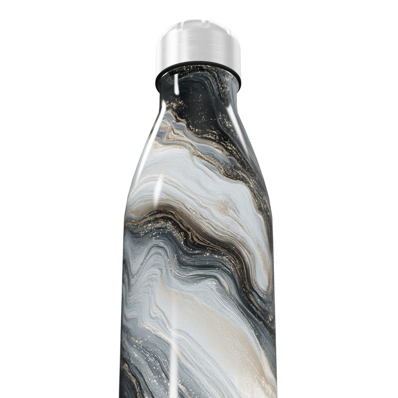 Garrafa Inox Mármore Preto e Branco